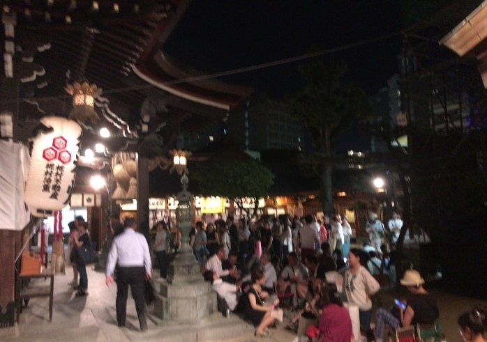 博多祇園山笠「追い山」当日の櫛田神社の様子